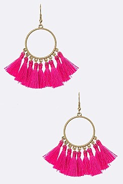 Fabric Tassels Hoop Earrings