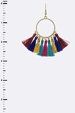 Fabric Tassels Hoop Earrings