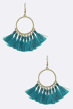 Fabric Tassels Hoop Earrings