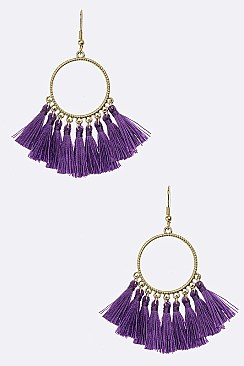Fabric Tassels Hoop Earrings