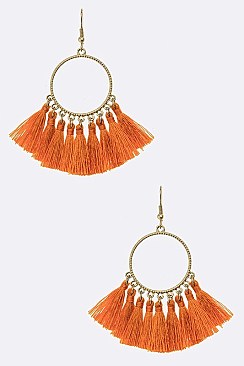 Fabric Tassels Hoop Earrings