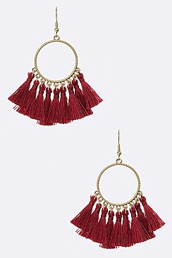 Fabric Tassels Hoop Earrings