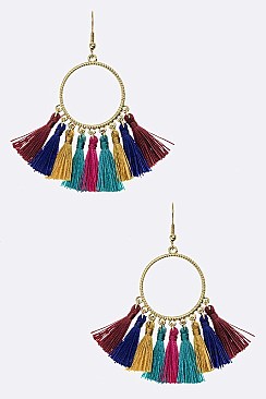 Fabric Tassels Hoop Earrings