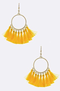Fabric Tassels Hoop Earrings