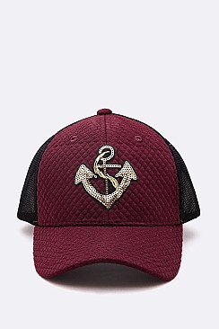 Sequined Anchor Quilted Cotton Trucker Cap LA-EMH0912