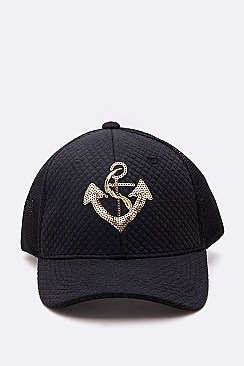 Sequined Anchor Quilted Cotton Trucker Cap LA-EMH0912