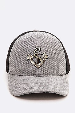 Sequined Anchor Quilted Cotton Trucker Cap LA-EMH0912