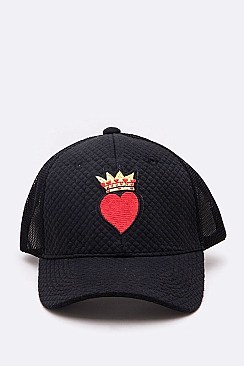 Queen Heart Patch Quilted Cotton Cap LA-EMH0907E