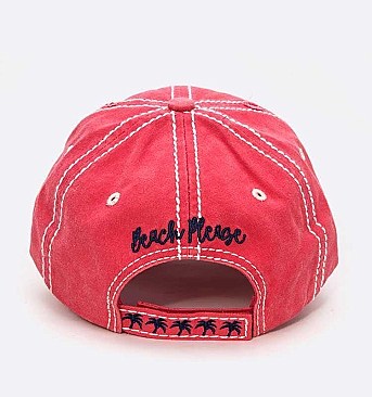 Beach Please Embroidery Cotton Cap