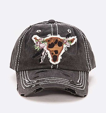 Animal Printed Steer Head Cotton Cap