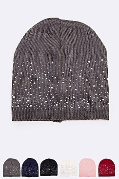 Pack of 12 pieces Chic Crystal Accent Fashion Beanie Set LA-HNHT1080