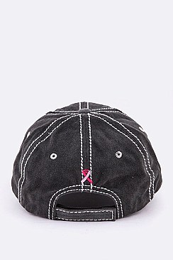 VINTAGE WASH PINK RIBBON COURAGE PATCH CAP
