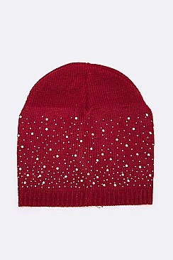 Pack of 12 pieces Chic Crystal Accent Fashion Beanie Set LA-HNHT1080