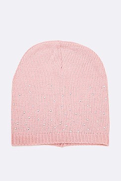 Pack of 12 pieces Chic Crystal Accent Fashion Beanie Set LA-HNHT1080