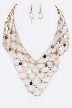 Trendy Metal Net Collar Necklace Set LA-161307Z