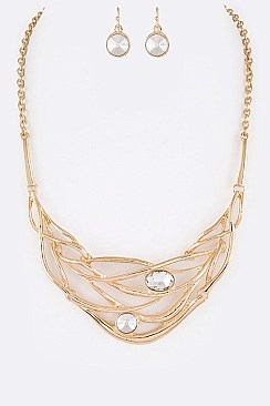 DOTTED CRYSTAL STATEMENT NECKLACE SET
