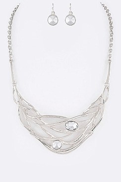 DOTTED CRYSTAL STATEMENT NECKLACE SET