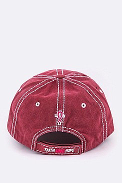 VINTAGE WASH FAITH LOVE HOPE PINK RIBBON CAP