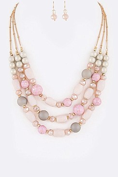 LAYERED MIX BEADS NECKLACE SET