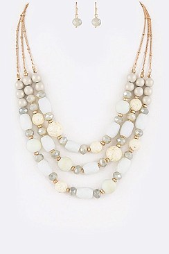 LAYERED MIX BEADS NECKLACE SET