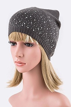 Pack of 12 pieces Chic Crystal Accent Fashion Beanie Set LA-HNHT1080