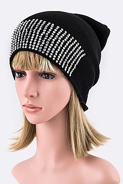 Chic Crystal Studs Cuff Beanie LA-HNHT1044