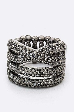 Stunning Layer Crystals Stretch Ring LARB2108