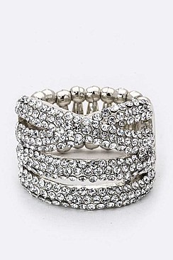 Stunning Layer Crystals Stretch Ring LARB2108