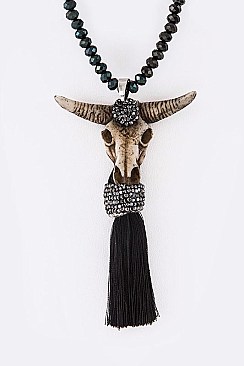 Cow Skull Iconic Pendant Necklace LA-151434