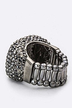 Elegant Pave Crystals Stretch Ring LARB2082