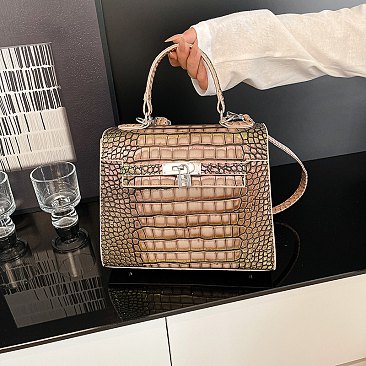 Crocodile Padlock Multi Tone Satchel wholesale