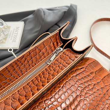 Medium Size Exceptional Crocodile Padlock Multi Tone Satchel