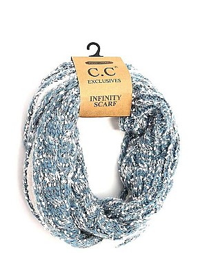 CC FUZZY LINED POPCORN KNIT INFINITY SCARF