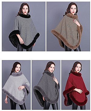 TRENDY SOFT TEXTURED DICHROMATIC FAUX FUR PONCHO