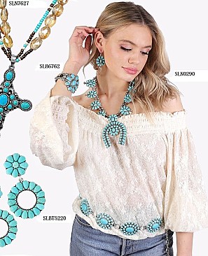 FASHIONABLE STATEMENT SQUASH BLOSSOM NECKLACE SET