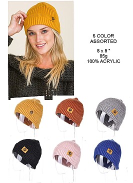 PACK OF 6 TRENDY ASSORTED COLOR CROCHET BEANIES