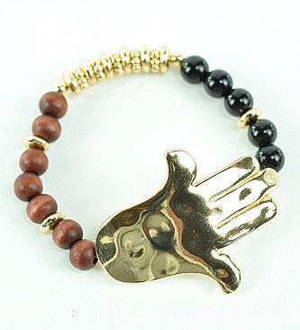 Hamsa Gold and Black Bracelet