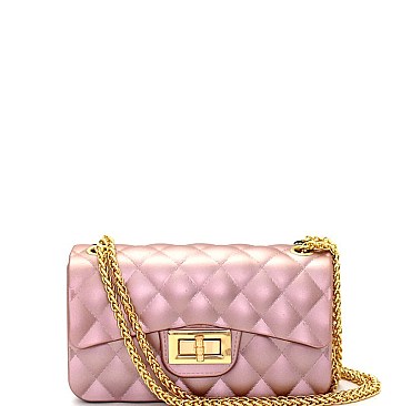 JB3022A -LP Quilted Jelly Small 2 Way Shoulder Bag