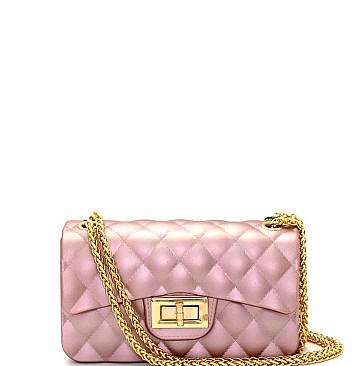 JB3022A -LP Quilted Jelly Small 2 Way Shoulder Bag