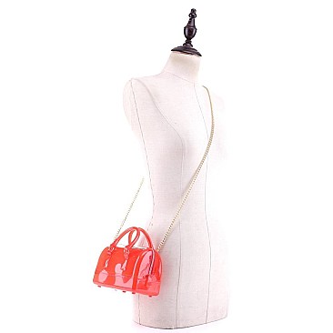 2-Way Translucent Jelly Small Boston Satchel Shoulder Bag