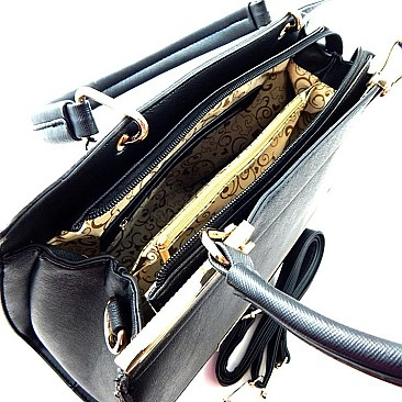 Metal Hardware Accented Saffiano Satchel