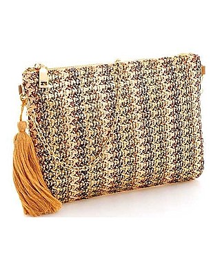 CHIC MULTI WOVEN PRINCESS CLUTCH WITH CHAIN