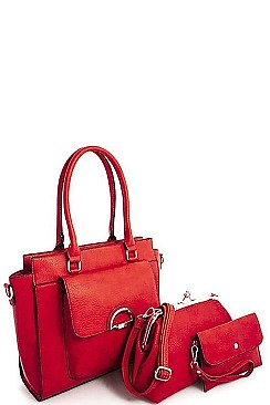 3 in 1 Modern Trendy Chic Satchel with Long Strap