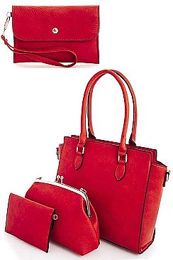 3 in 1 Modern Trendy Chic Satchel with Long Strap