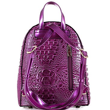 Crocodile Print Tassel Accent Backpack