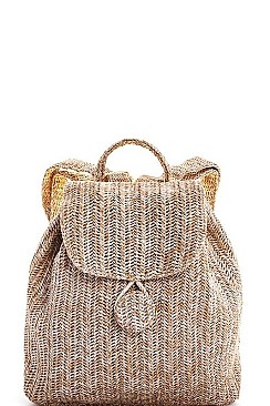 NATURAL FIBER WOVEN BACKPACK