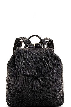 NATURAL FIBER WOVEN BACKPACK