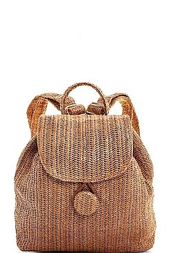 NATURAL FIBER WOVEN BACKPACK