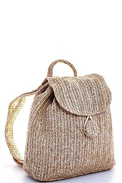 NATURAL FIBER WOVEN BACKPACK