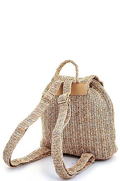 NATURAL FIBER WOVEN BACKPACK